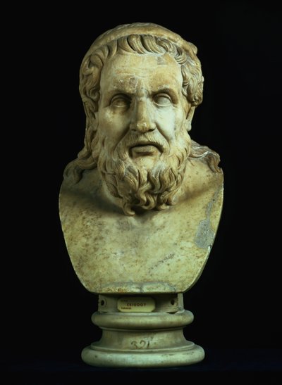 Busto ritratto possibilmente di Esiodo (8° secolo a.C.) o Omero (8° secolo a.C.), copia di un originale greco del 5° secolo a.C. da Hippolyte Lalaise Devéria
