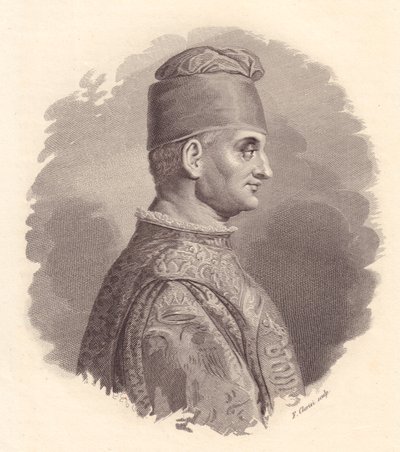 Ritratto del Duca di Milano, Filippo Maria Visconti (1392-1447), incisione su rame di F Clerici da ritratto pubblicato da Antonio Campo da William Walcutt