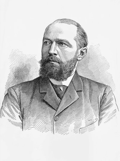 Ritratto di Emil von Behring, fisiologo e batteriologo tedesco, Premio Nobel per la Chimica nel 1901, incisione da William Walcutt