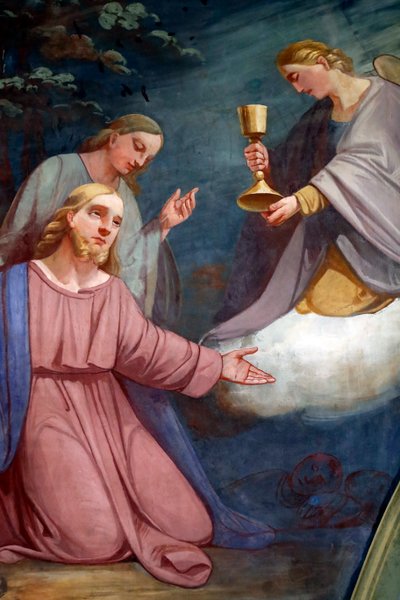 Chiesa di Rumilly. Affresco. Gesù che prega nel giardino del Getsemani dopo l