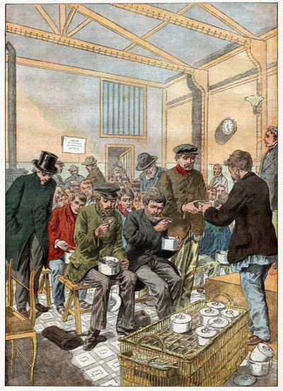 Mensa dei poveri per vagabondi a Parigi da . .