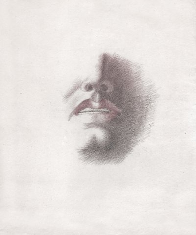 Studio per il volto di un uomo: bocca e naso. circa 1830 da . .