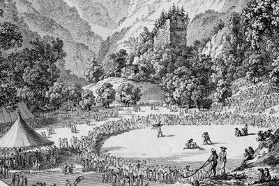 Svizzera Unspunnenfest 1805 (foto b/n) da Frederick (attr. to) Barnard
