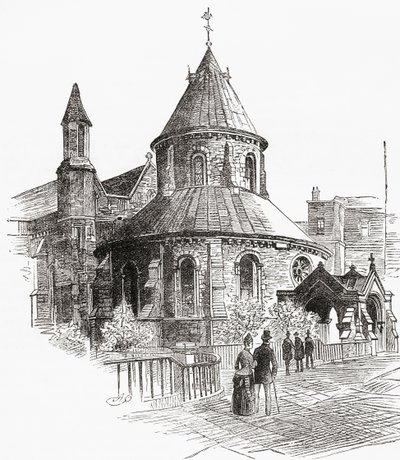 La Chiesa del Tempio, Londra, Inghilterra, vista nel XIX secolo da . .