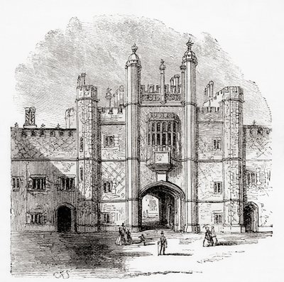 Il portale del Eton College, Eton, Berkshire, Inghilterra, visto nel XIX secolo da . .