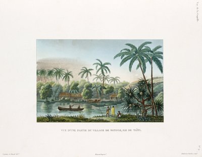 Vista di un villaggio a Matavai, isola di Tahiti da Frederick (attr. to) Barnard