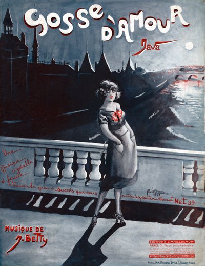 Donna sul Pont au Change a Parigi, dietro di lei la Senna e la Conciergerie. 1921 (illustrazione) da . .