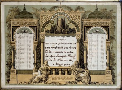 Tavola Yahrzeit (litografia a colori) da Hippolyte Lalaise Devéria