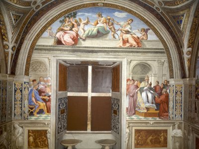 Virtù cardinali e teologali, parete della giustizia, sud da Raphael