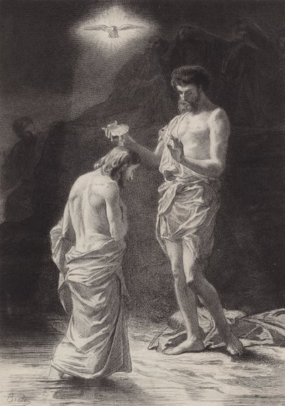 Il battesimo di Cristo da after Albert Robida