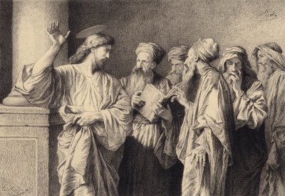 Gesù e gli scribi e gli anziani da after Albert Robida