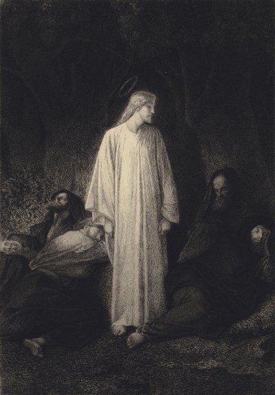 Gesù e i discepoli addormentati da after Albert Robida