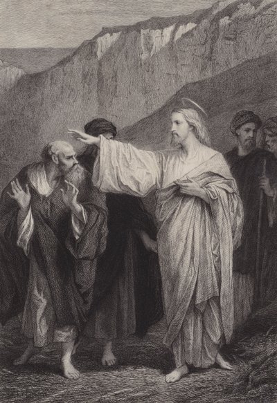 Gesù dà a Pietro il suo incarico da after Albert Robida