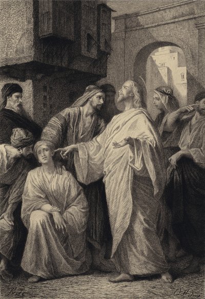 Gesù guarisce il sordo da after Albert Robida