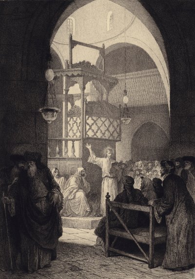 Gesù nella sinagoga da after Albert Robida