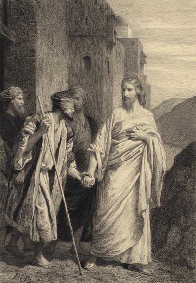 Gesù guida il cieco da after Albert Robida