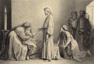 Gesù risuscita un bambino dalla morte da after Albert Robida