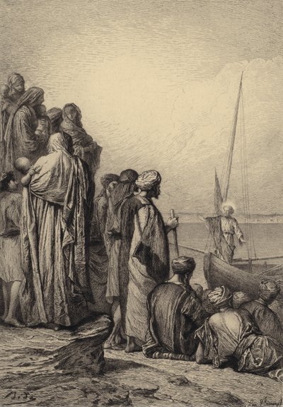 Gesù insegna su una nave da after Albert Robida