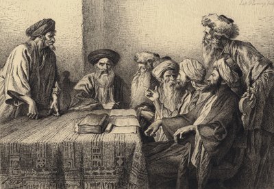 Giuda davanti al Sinedrio da after Albert Robida