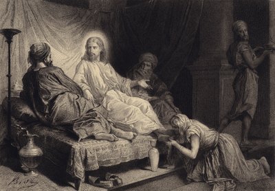 Maddalena ai piedi di Gesù da after Albert Robida