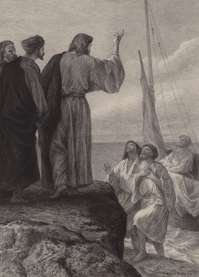 La chiamata di Giacomo e Giovanni da after Albert Robida