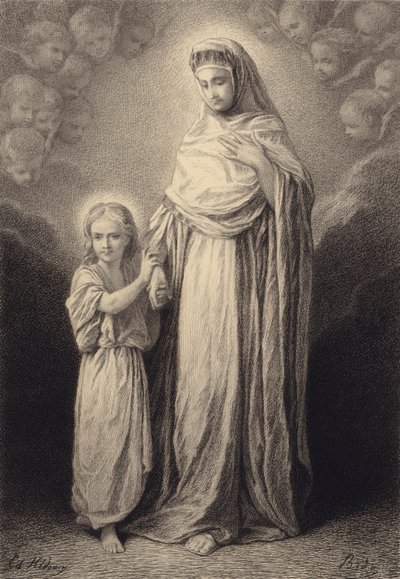 Il bambino Gesù e sua madre da after Albert Robida