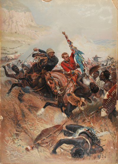 I tenenti Melville e Coghill salvano i colori, Guerra Zulu del 1879 da after Alphonse Marie de Neuville