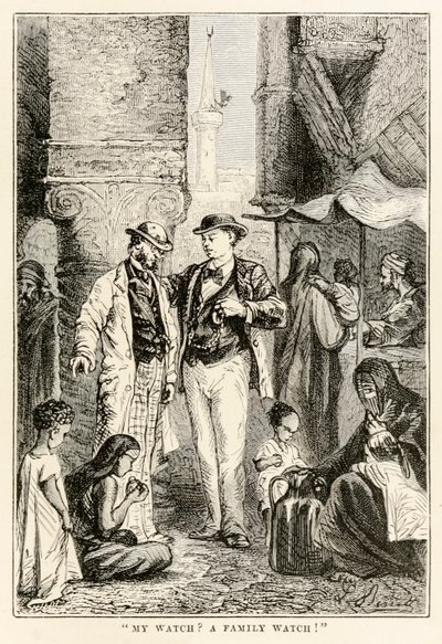 Il mio orologio? Un orologio di famiglia!, da Il giro del mondo in ottanta giorni di Jules Verne (1828-1905) inciso da Louis Dumont (n.1822), 1873 da after Alphonse Marie de Neuville