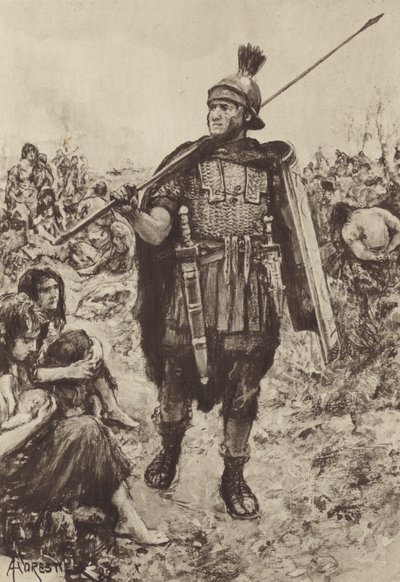 Un legionario che sorveglia i prigionieri sul campo da after Amedee Forestier