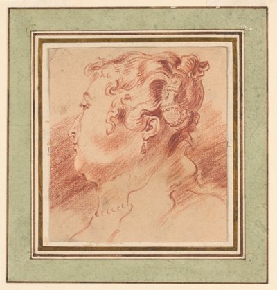 Studio della testa di una donna da after Antoine Watteau