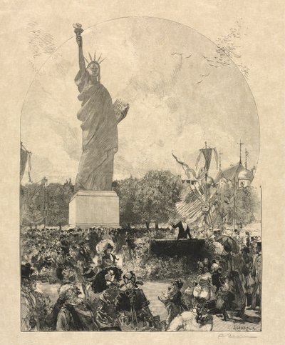 La libertà che illumina il mondo, offerta alla città di Parigi dagli americani da after Auguste Louis Lepère