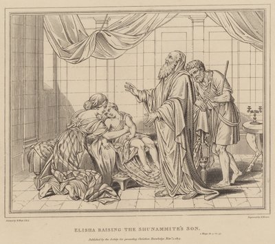 Eliseo resuscita il figlio della Sunamita, 2 Re da after Benjamin West