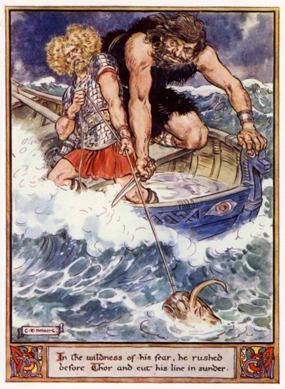 Nella selvatichezza della sua paura, corse davanti a Thor e tagliò la sua linea da after Charles Edmund Brock
