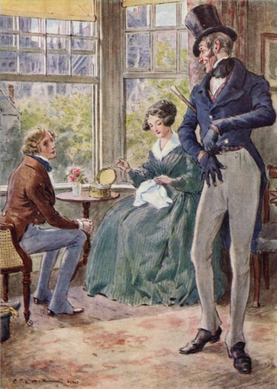 Pen parla con Emily nel salotto del Capitano da after Charles Edmund Brock