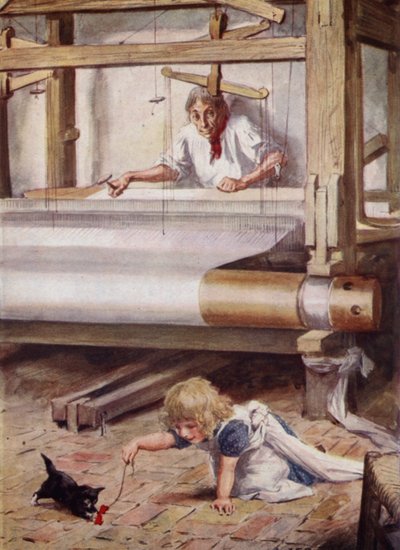 Silas Marner al suo telaio da after Charles Edmund Brock