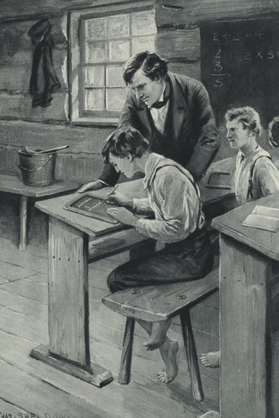 Abraham Lincoln impara a scrivere da after Charles Mills Sheldon