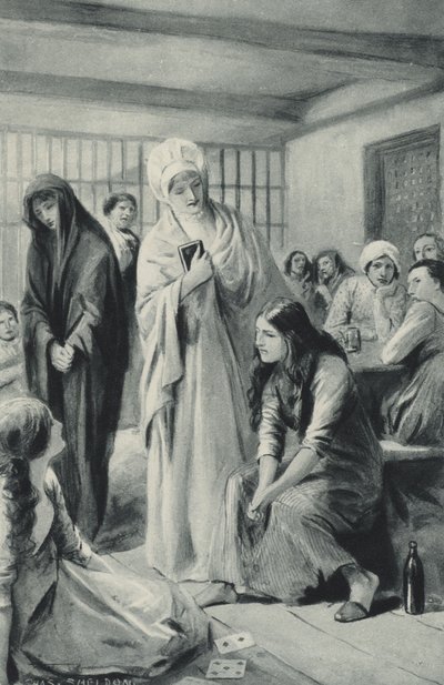 Elizabeth Fry entra ed esce liberamente dalle prigioni di Newgate da after Charles Mills Sheldon