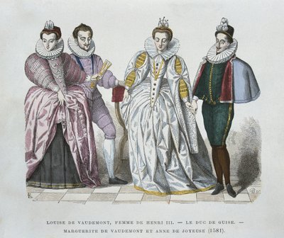Luisa di Lorena-Vaudemont (1553-1601), moglie di Enrico III, Duca di Guisa (1549-88), Margherita di Vaudemont (1564-1625) e Anna di Gioiosa (1561-87) da after Chevignard