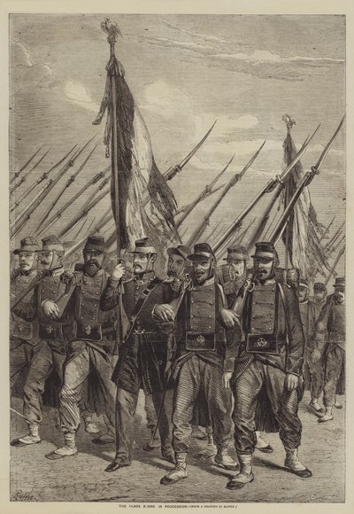 Le bandiere portate in processione da after Denis Auguste Marie Raffet