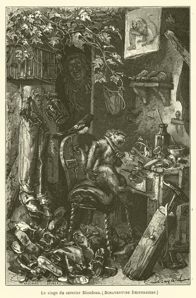 La scimmia del calzolaio Blondeau da after Emile Antoine Bayard