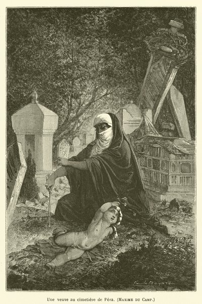Una vedova al cimitero di Pera, Maxime du Camp da after Emile Antoine Bayard