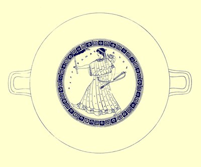 Artemide con arco, freccia e torcia, illustrazione da Pitture di vasi greci di J. E. Harrison e D. S. MacColl, pubblicato nel 1894 da after English School