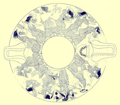 Danza delle menadi per Dioniso, illustrazione da Pitture di vasi greci di J. E. Harrison e D. S. MacColl, pubblicato nel 1894 da after English School