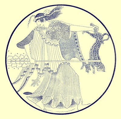 Menade, illustrazione da Pitture di vasi greci di J. E. Harrison e D. S. MacColl, pubblicato nel 1894 da after English School