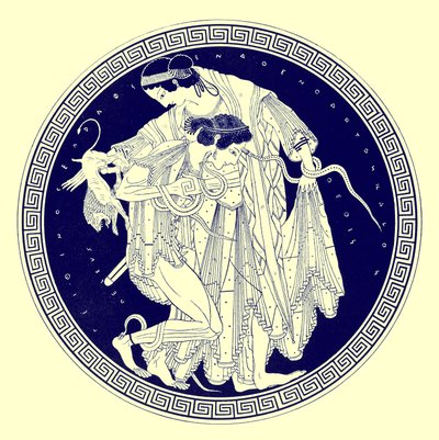 Peleo e Teti, illustrazione da Pitture di vasi greci di J. E. Harrison e D. S. MacColl, pubblicato nel 1894 da after English School