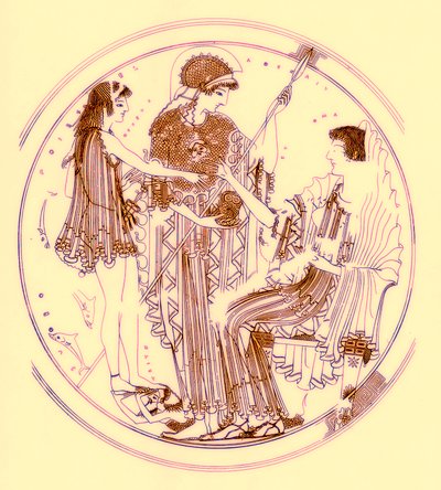 Teseo e Anfitrite, illustrazione da Pitture di vasi greci di J. E. Harrison e D. S. MacColl, pubblicato nel 1894 da after English School