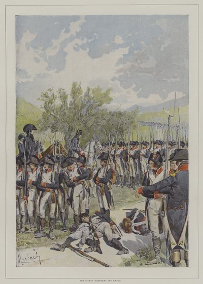 Bonaparte tra i ranghi del suo esercito da after Felicien baron de Myrbach Rheinfeld