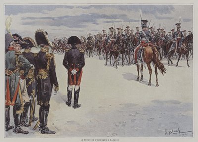 Napoleone che rivede le truppe dei cavalli leggeri polacchi a Bayonne da after Felicien baron de Myrbach Rheinfeld