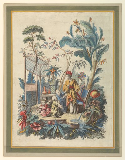 Tavola 7 di una serie di scene di genere cinesi da after Francois Boucher
