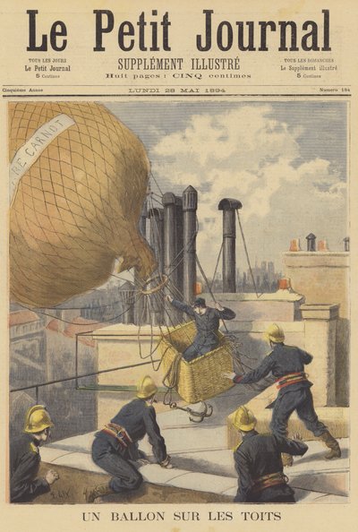 Un pallone aerostatico si schianta sui tetti di Parigi da after Frederic Theodore Lix